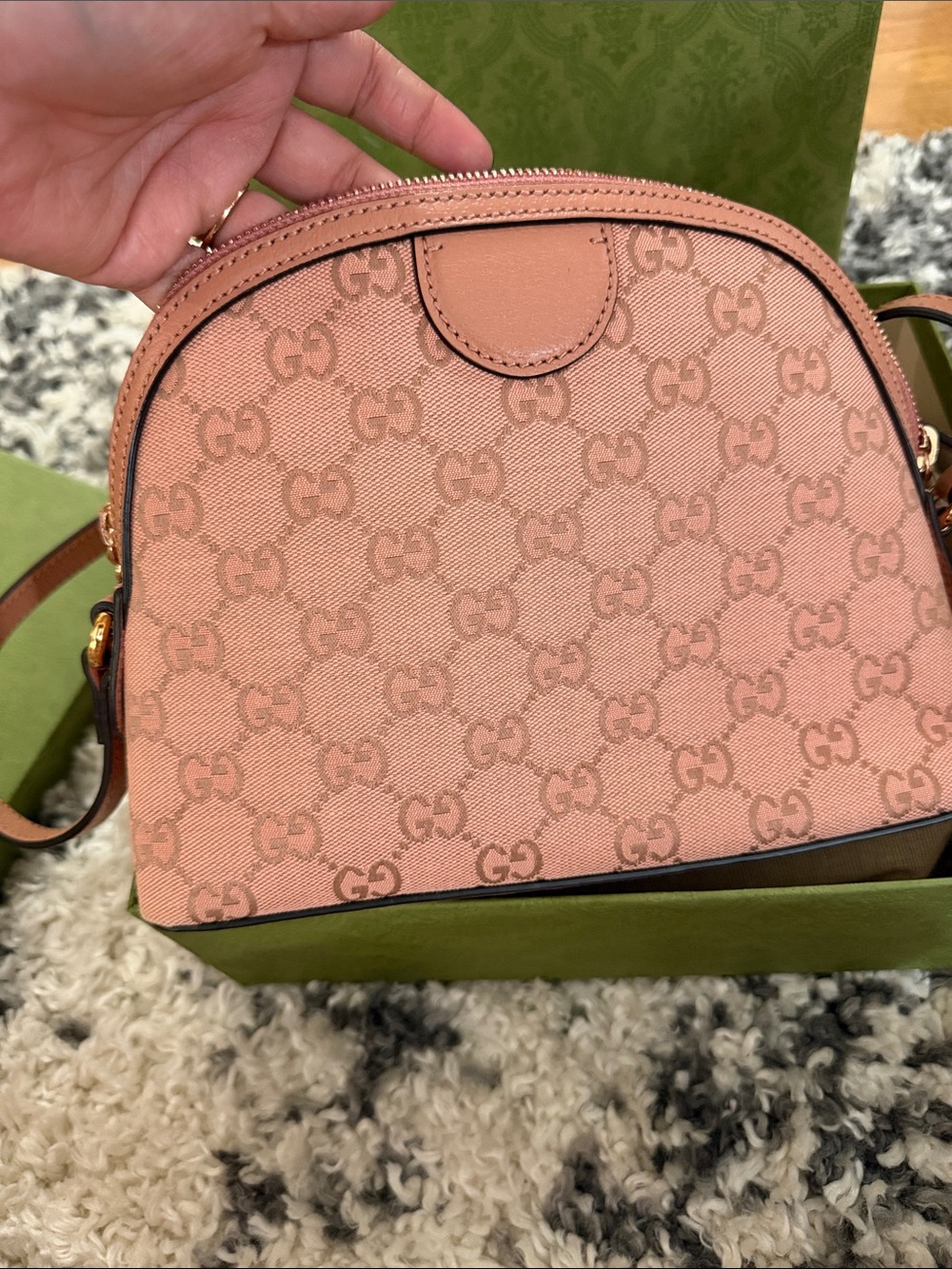 Gucci Pink GG Canvas Crossbody Bag with Gold Hardware - Picture 10 of 16